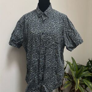 Men's Navy Floral Button Down Shirt